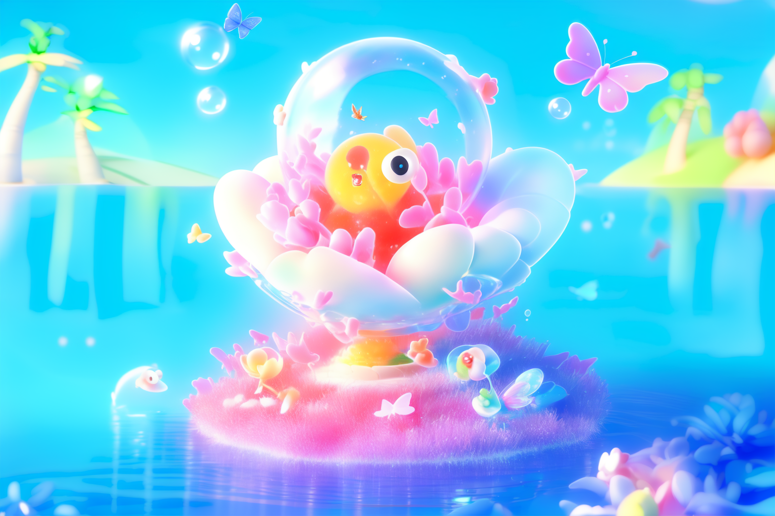 00358-1741323959-changjing_3d, ((best quality)), ((masterpiece))changjing_3d, no_humans, bug, butterfly, water, blue_butterfly, bubble _lora_chan.png